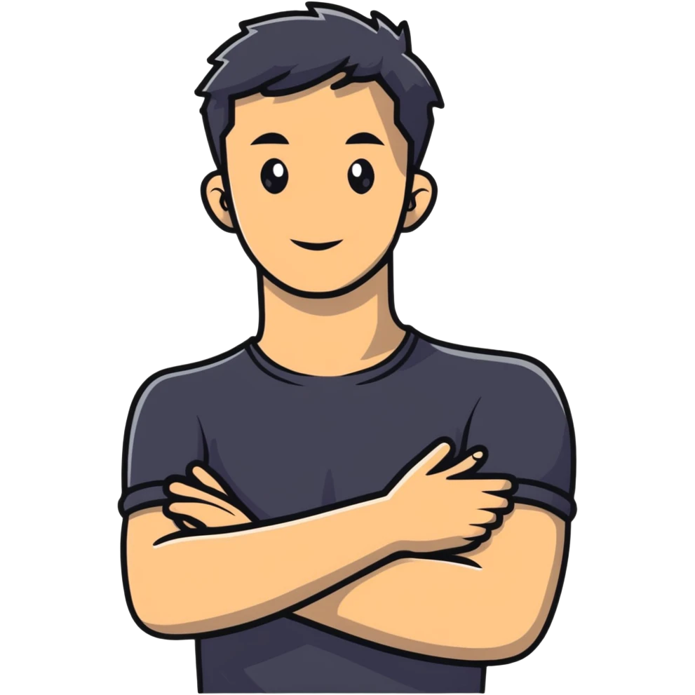 man with his hands on his neck and his arms crossed emoji
