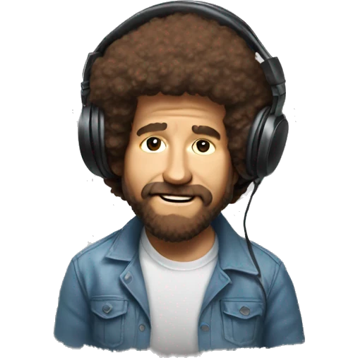 Bob ross with headphones  painting  emoji
