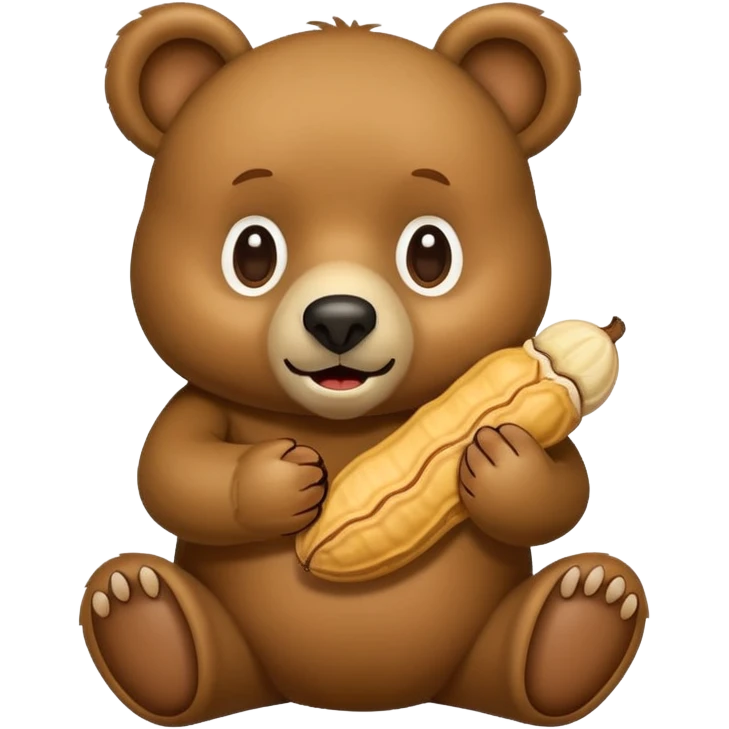 A bear holding a peanut emoji