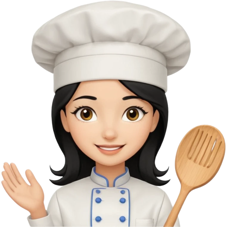 Create a cute girl, black hair, Middle Eastern with lashes  chef🧑‍🍳 emoji emoji