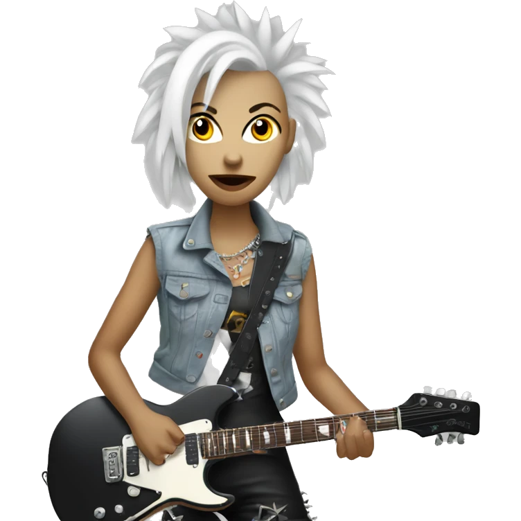 White punk head woman holding an electric guitar  emoji