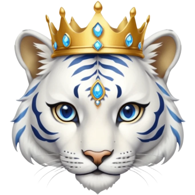 ESO Female white/black tiger khajiit leader of the umbral rose, blue eyes, blue 'third eye' gem, something symbolizing leadership ruling  emoji