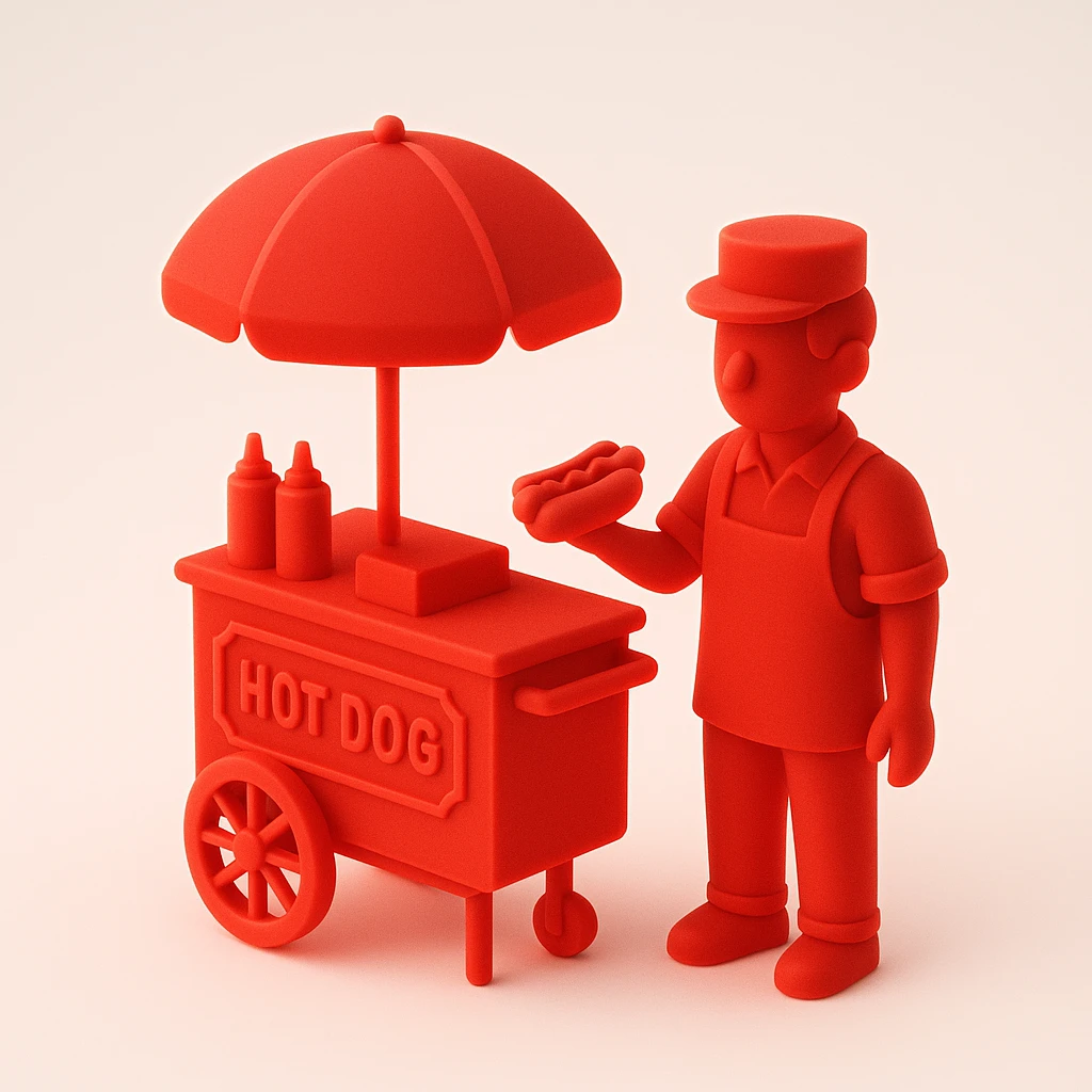 hotdog seller in New York with cart emoji