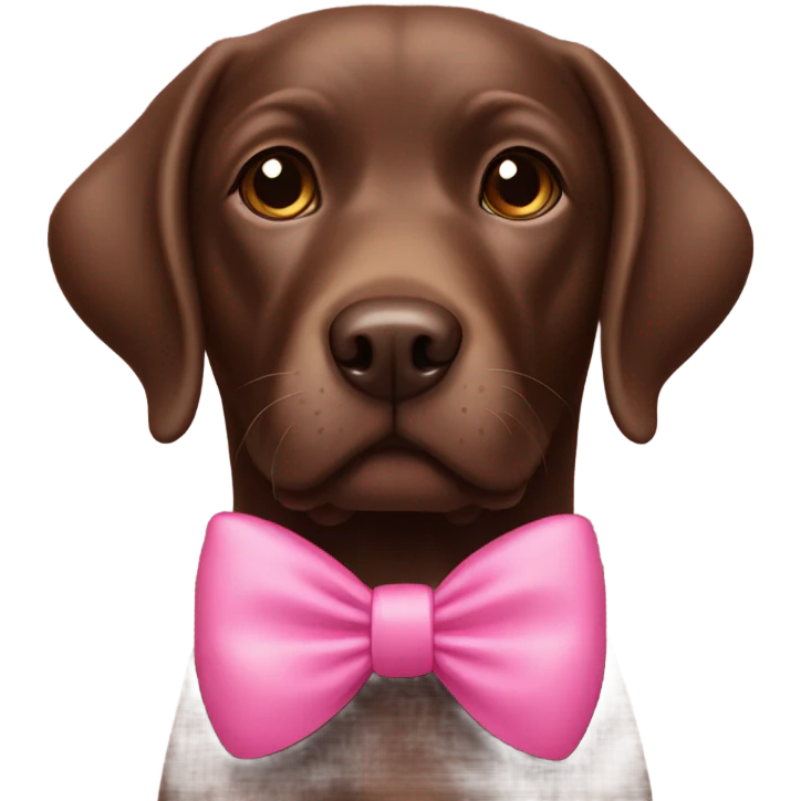 chocolate labrador wearing a pink bow  emoji