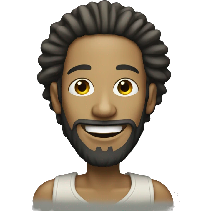 White skinned Rasta man smiling with beard emoji