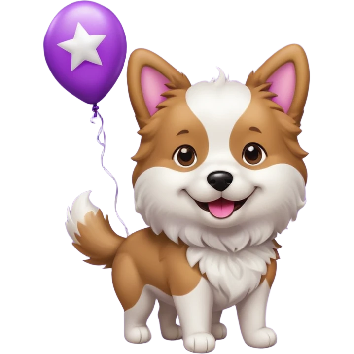 Dog hold purple star balloon emoji