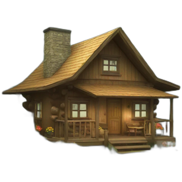 cabin in the woods with garden emoji