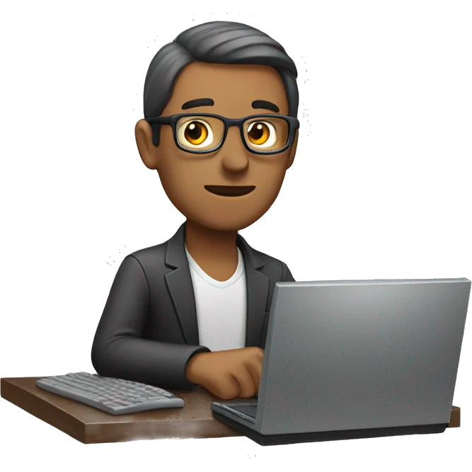 man with computer working emoji