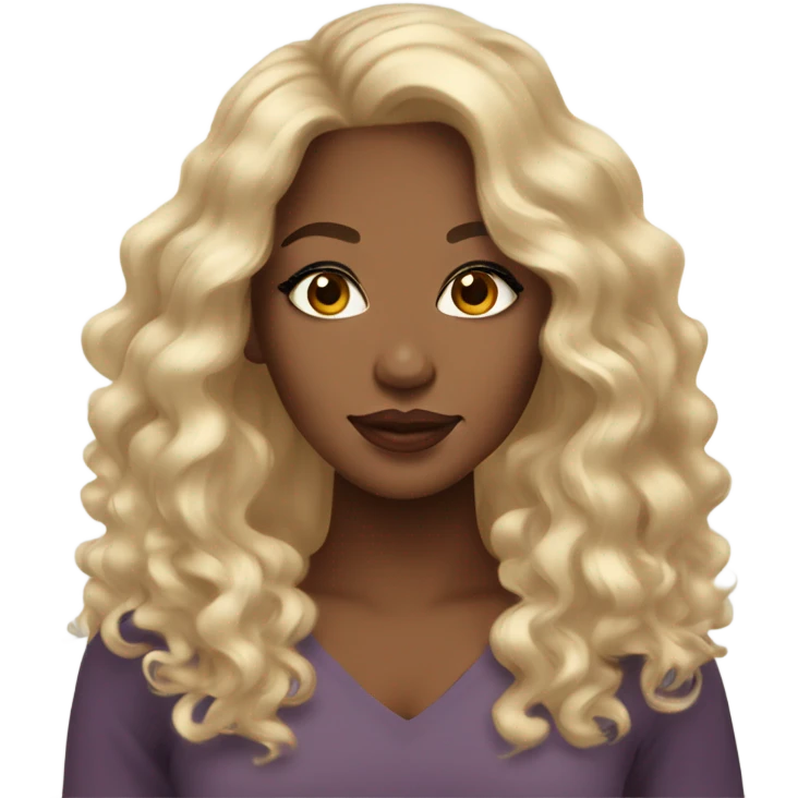 Beautiful brown skin woman with nice lips,long lashes and long blonde curly hair emoji