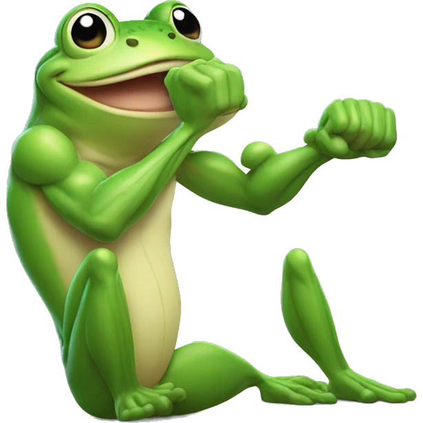 frog flexing muscle emoji