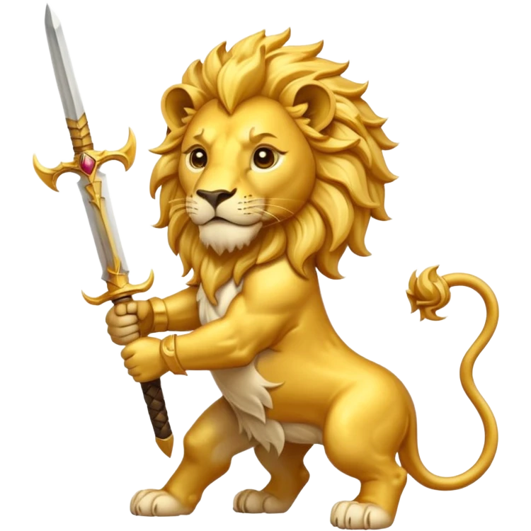    Please create a golden lion holding a curved sword with the half sun on top of the lion’s back? emoji