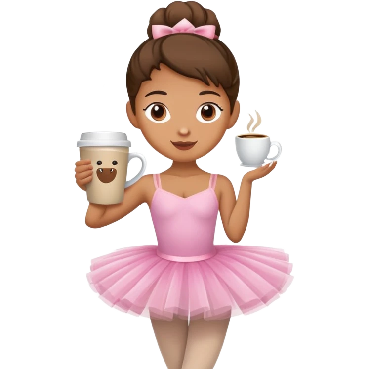 Ballet dancer performing with a coffee mug head emoji