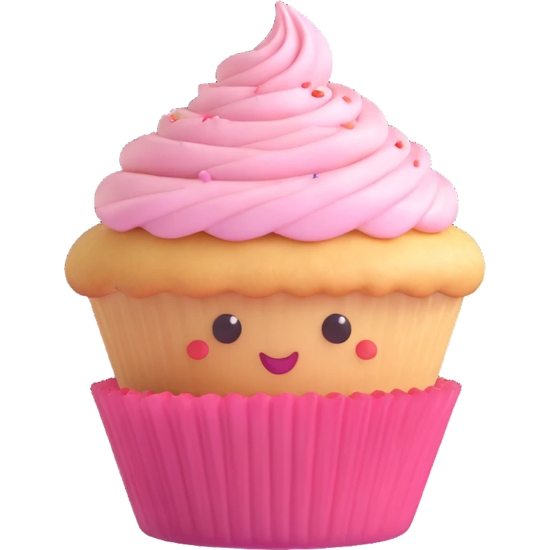 cupcake with soft shading and playful expression emoji