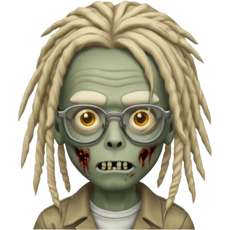 A zombie boy with dreads and glasses emoji