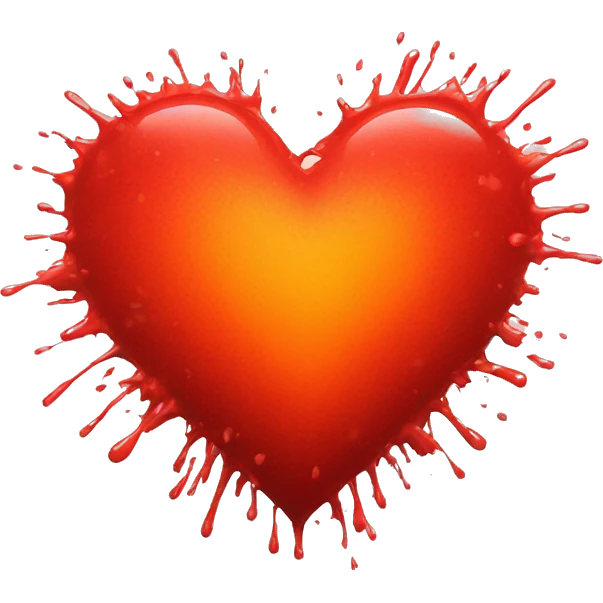 splattered heart red glowing orange-red warmth love emoji