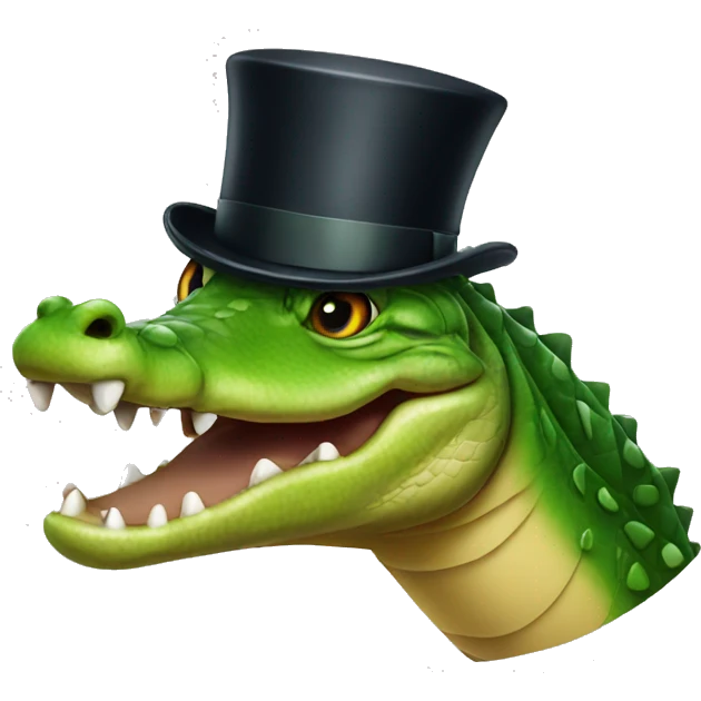 Alligator with top hat emoji