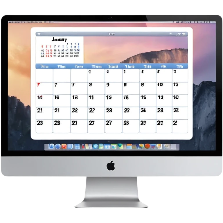 front-facing iMac displaying a day view calendar with time slots and several booked appointments emoji
