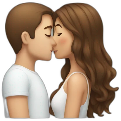 A one White man with short hair kissing one short brown girl with long hair emoji