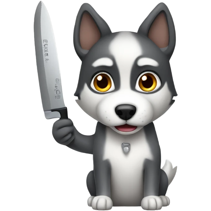 Husky mix holding a knife emoji