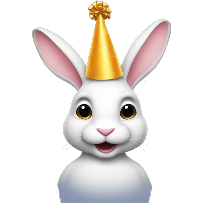 Rabbit with a party cap , hand close emoji
