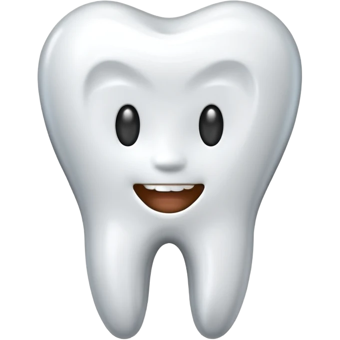 human tooth emoji, smooth chrome ceramic-metal texture, clean medical luxury aesthetic, isolated on white, no face emoji