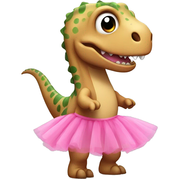 Dino with a pink tutu emoji