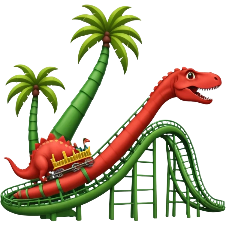 palm tree, dinosaur, and roller coaster all together, emoji style emoji