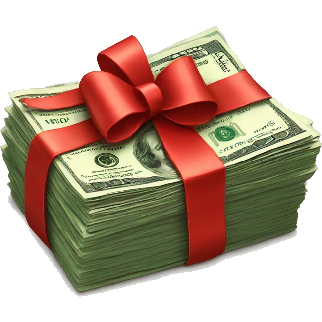 stack of money with red bow emoji