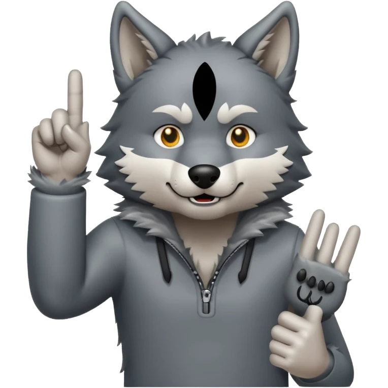 a wolf putting up middle finger  emoji