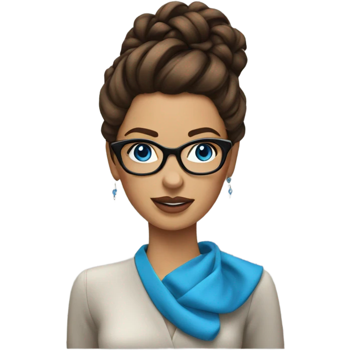 Photo of Real fashion model with brown updo, glasses and blue eyes  emoji