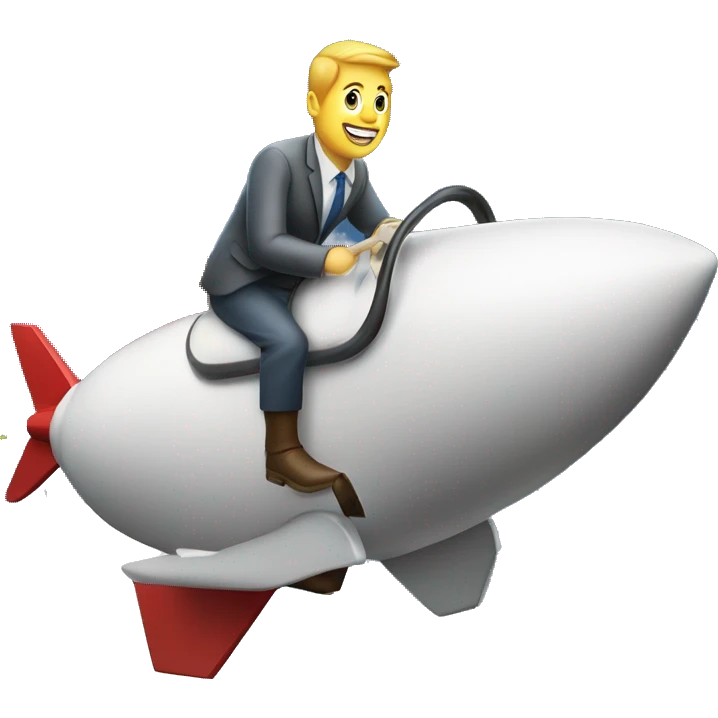 A guy riding rocket on a stock chart emoji