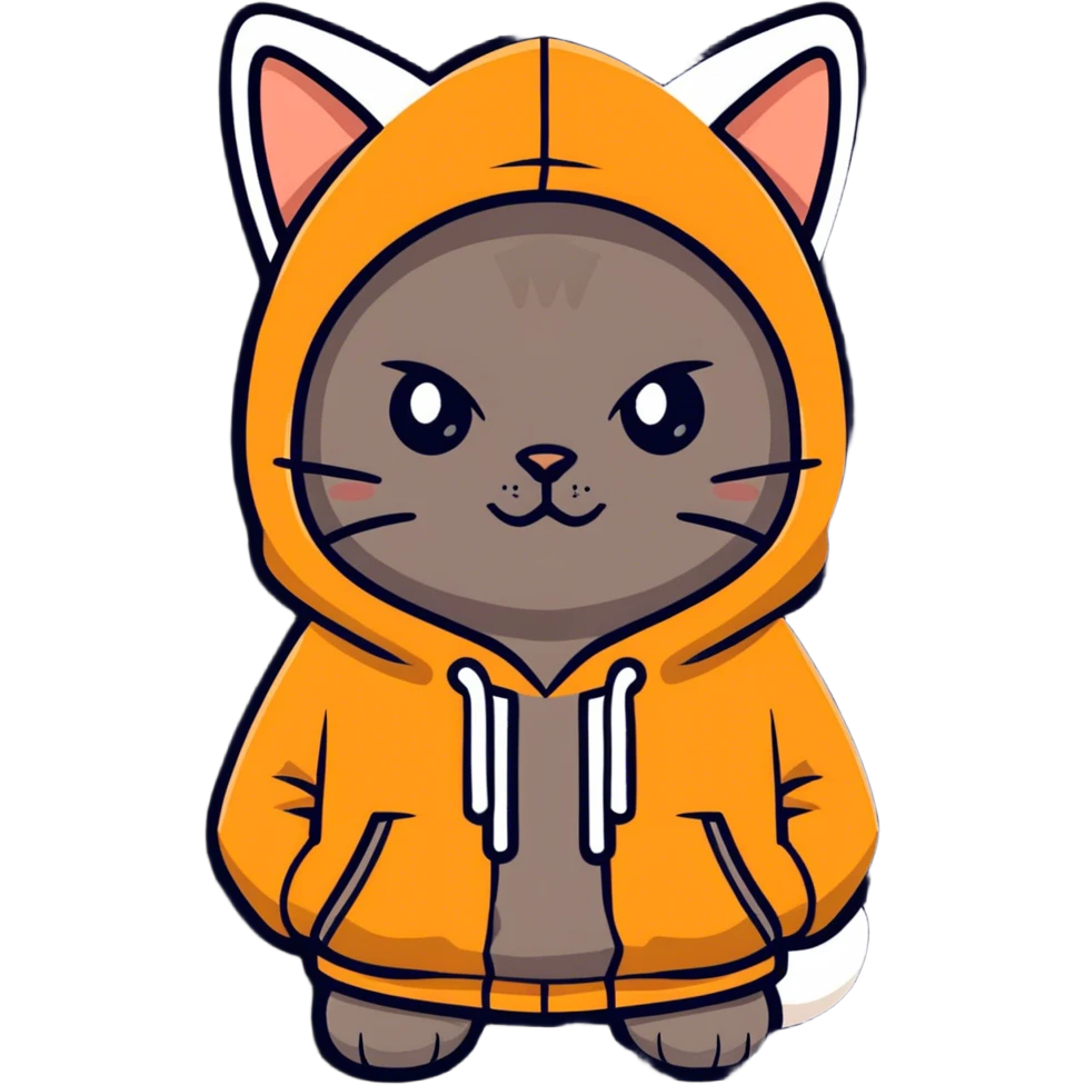 Brown cat wearing hoodie emoji