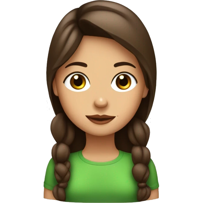 Muchacha con ojos verdes, cabello café con un perrito en las manos emoji