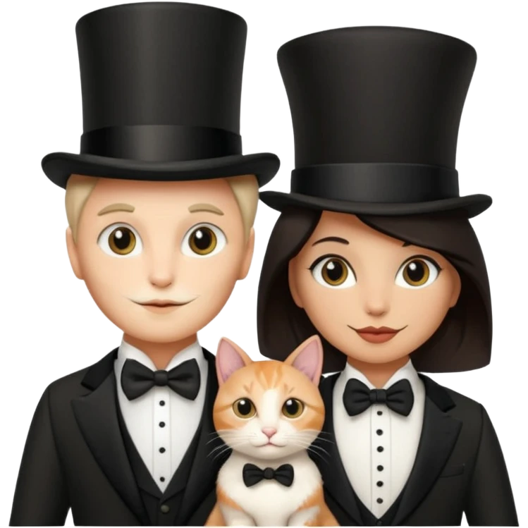 magician couple and their pet cat emoji