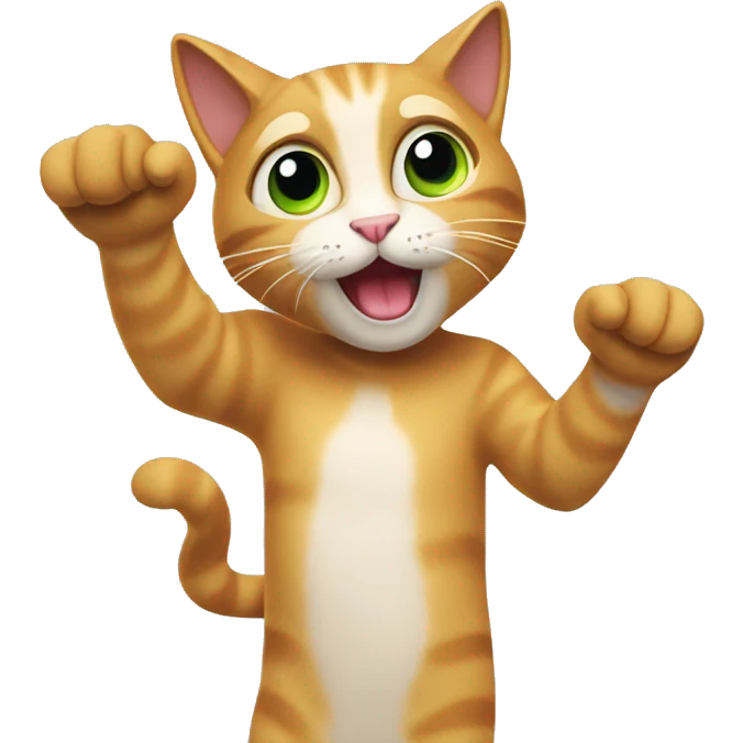 the cat waves its arms emoji