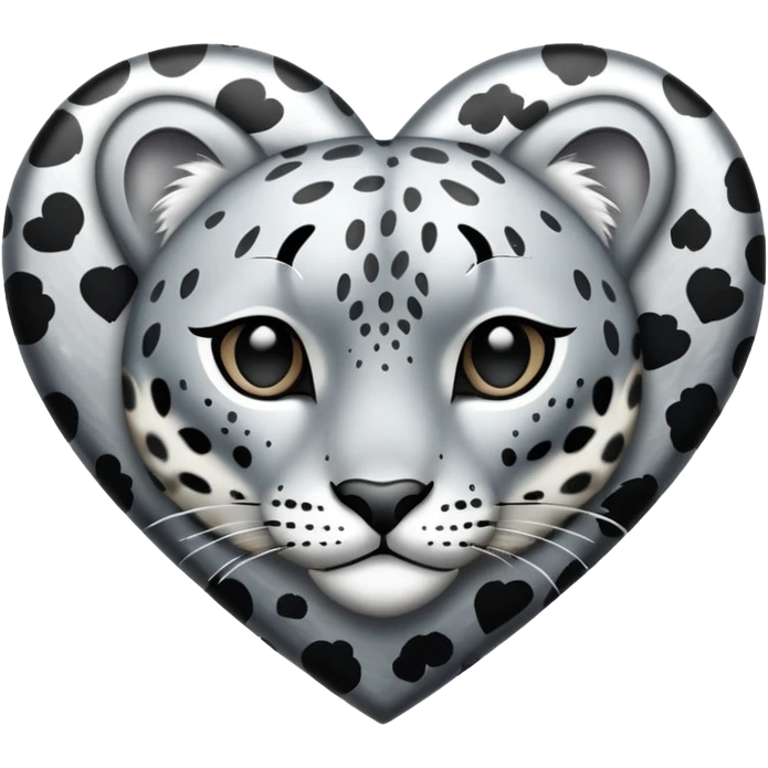 Silver heart with snow Leopard print markings emoji