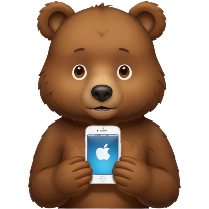 A bear cooking an iphone emoji