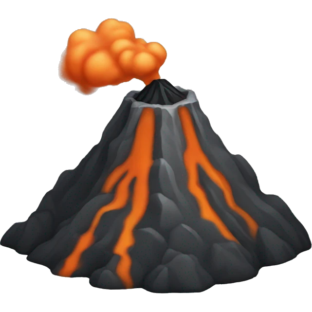 small black, gray and orange volcano
 emoji