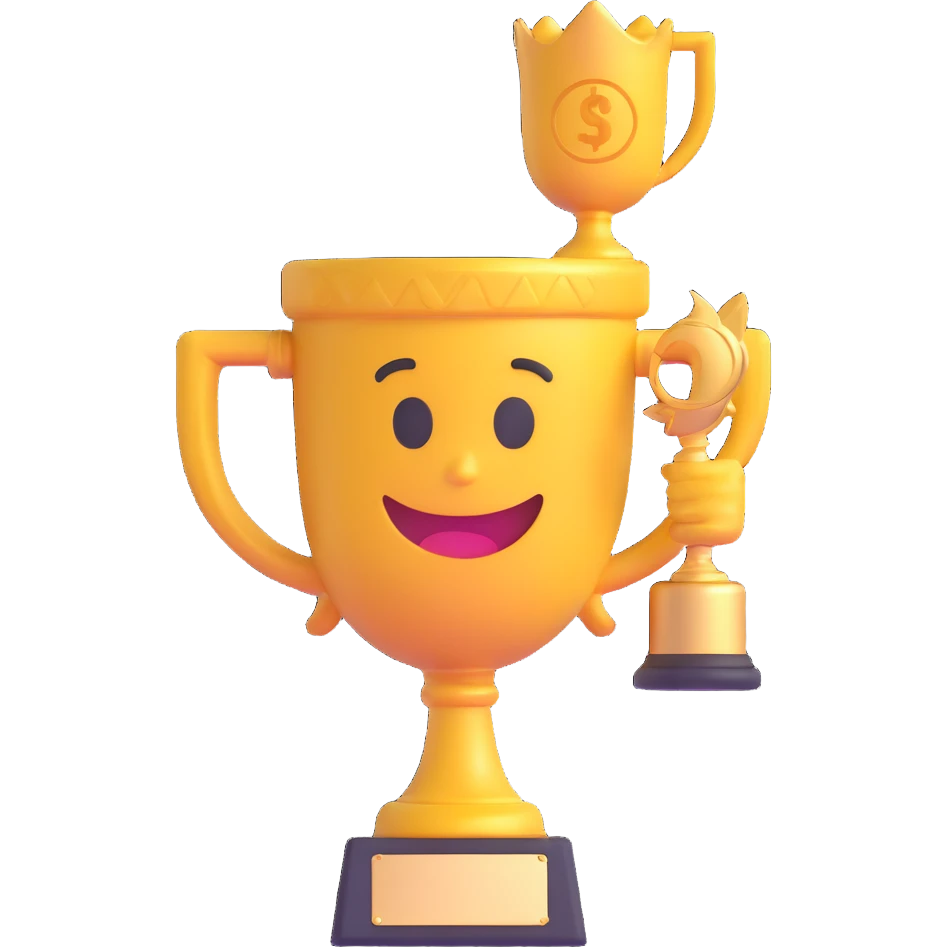 and emoji of emoji holding a trophy emoji