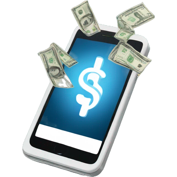 phone with dollar bills flying out of the screen emoji