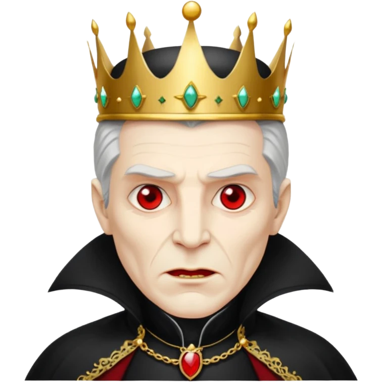 Vampire King, Elder vampire in royal black coat, wearing a crown, red eyes.
 emoji