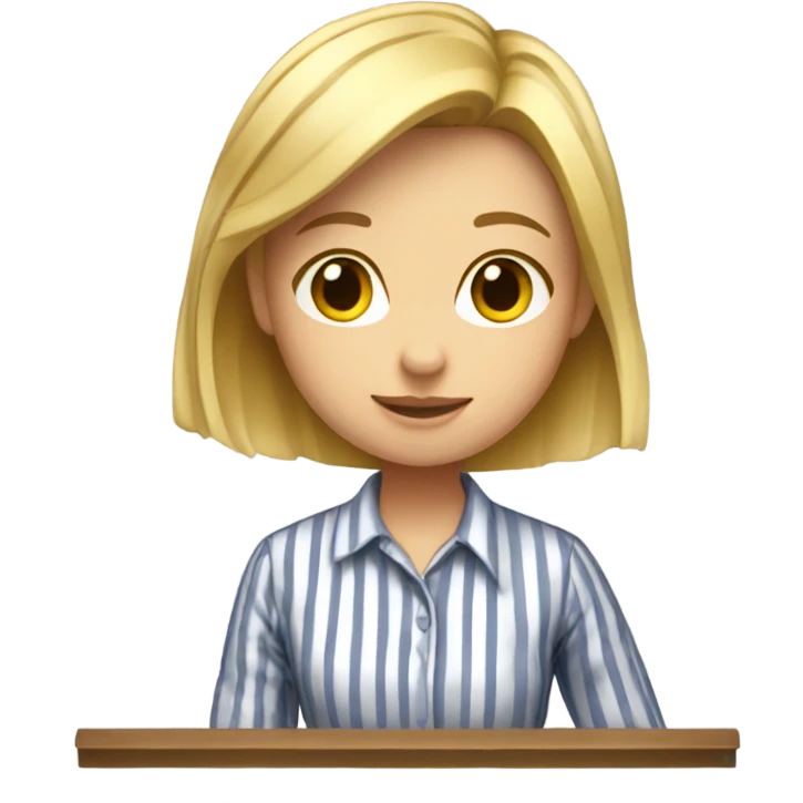 A Blonde girl studying With pin shirt emoji