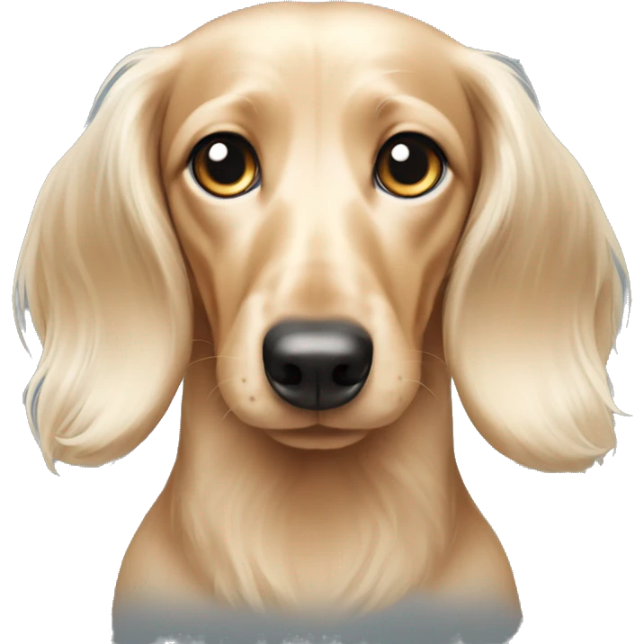 Dachshund cream long haired with right blue eye  emoji