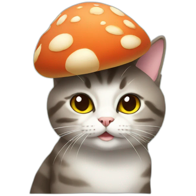 cat with mushroom hat emoji