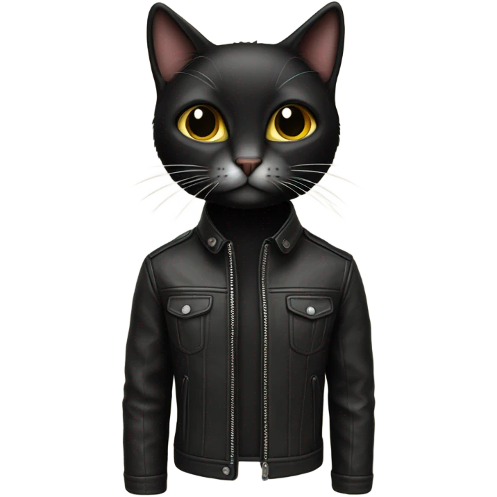 black tall and skinny cat leather jacket emoji