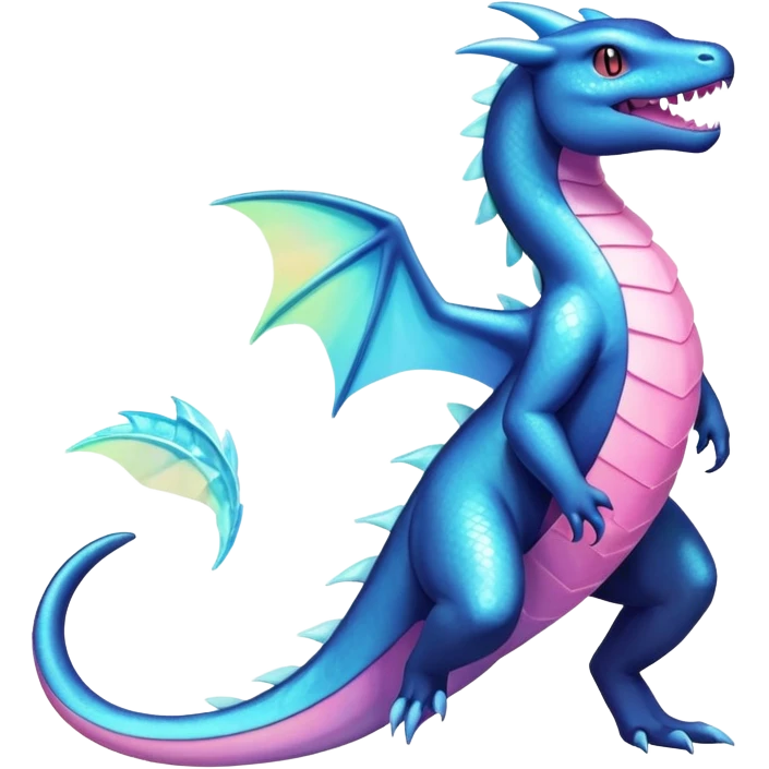 Iridescent crystalic Shiny pastel Salandit-Aurorus-Salazzle-Dragonair-Fakémon-hybrid-creature (full body)  emoji