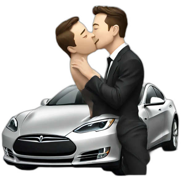 Elon musk kissing a car emoji