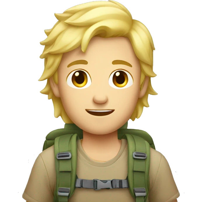 backpacking blonde boy with short emoji