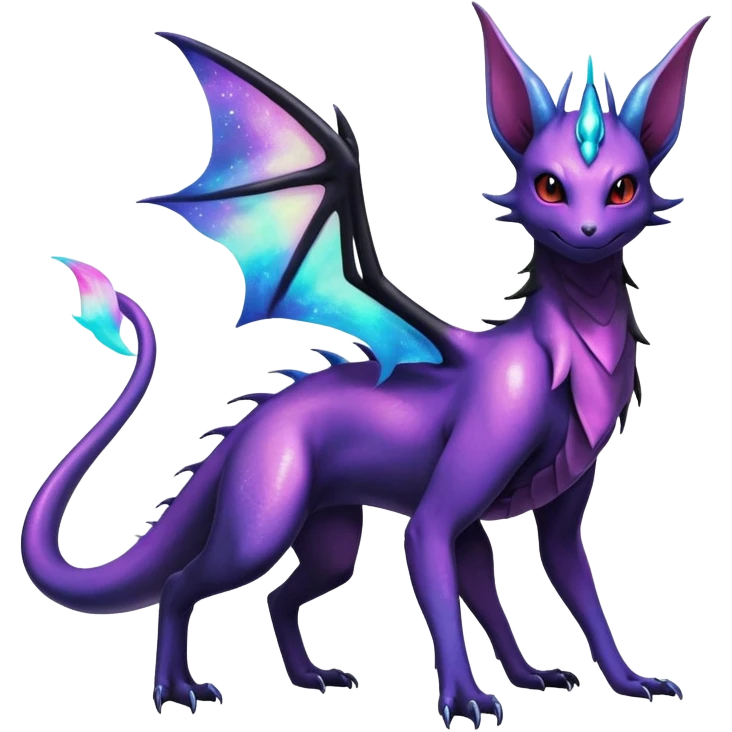 Shiny Ethereal Celestial Nebulae Salandit-Noivern-Espeon-Hybrid (Full body) emoji