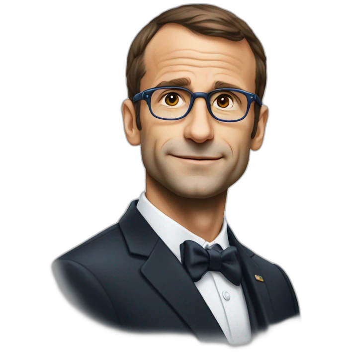 Macron avec des lunettes arc en ciel qui fait la fere emoji